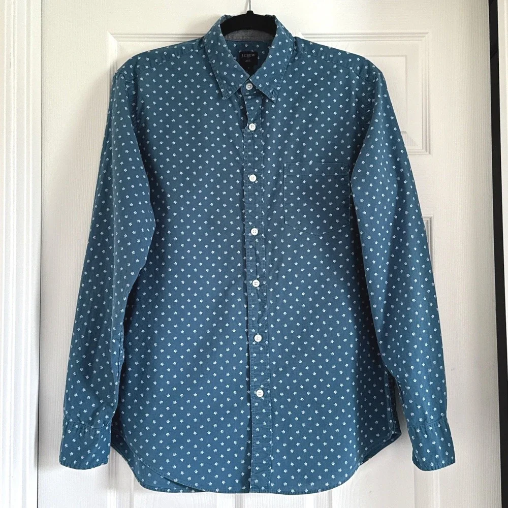 J.Crew Men's Floral Print Button-Down Shirt‎ Size M Long Sleeve 100% Cotton